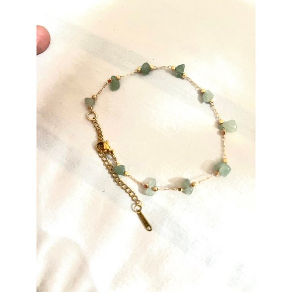 light green chain bracelet elegant thin free people statement gold boho dainty - Picture 2 of 4